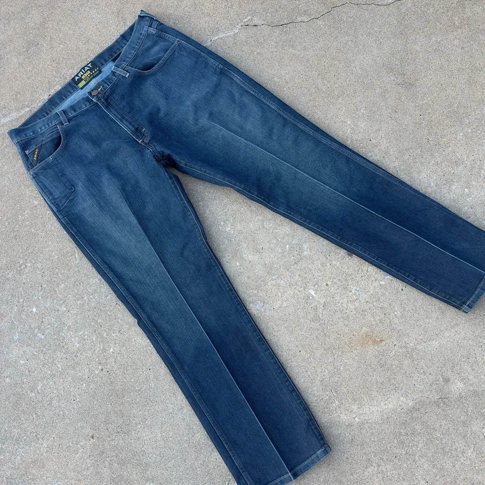 Ariat Rebar M5 Jeans Men's 40x34 Dark Blue Slim Fit Straight Leg Work Denim